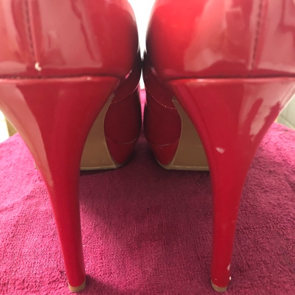 Chinese Laundry Red Platform Stiletto Pumps Peep toe High 5 inch Heels size 9M - Picture 3 of 6